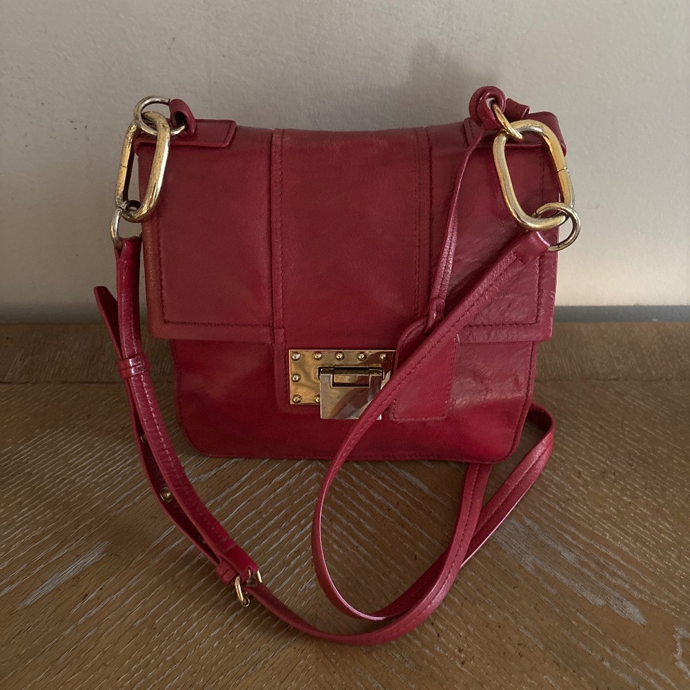 Badgley Mischka Crossbody Handbag IS5 Red Leather